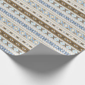 Papier cadeau aztèque tribal bleu marron (Coin)
