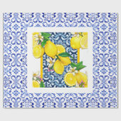 Papier Cadeau Azulejo citron vert tuiles portugaises (Plat)