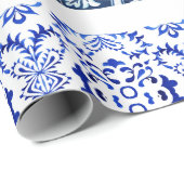 Papier Cadeau Azulejo citron vert tuiles portugaises (Coin rond)