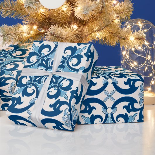 Papier Cadeau Azulejo Fleur de Lis Style Pattern (Vacances)