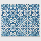 Papier Cadeau Azulejo Fleur de Lis Style Pattern (Plat)