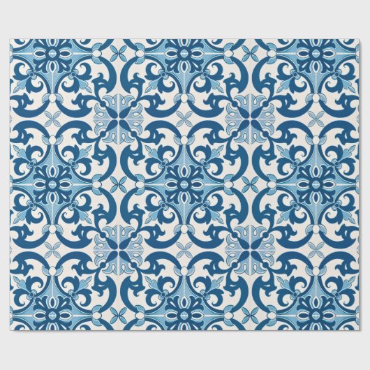 Papier Cadeau Azulejo Fleur de Lis Style Pattern (Plat)
