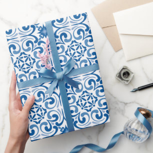 Papier Cadeau Azulejo portugais méditerranéen traditionnel