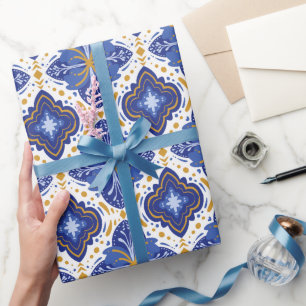 Papier Cadeau Azulejo portugais méditerranéen traditionnel