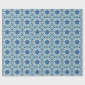 Papier Cadeau Azulejos Portugais Bleu motif floral (Plat)