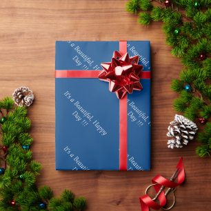 Papier Cadeau Azure Blue profond 004080 - Message personnalisé o