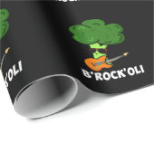 Papier Cadeau B-Rock-Oli Funny Rocker Broccoli Pun Dark BG (Coin rond)