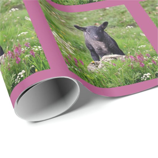 Papier cadeau Baa Baa Black Sheep (Coin rond)
