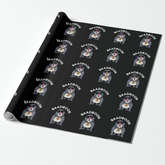 Papier Cadeau Baadboon Funny Bad Baboon Pun Dark BG (Déroulé)