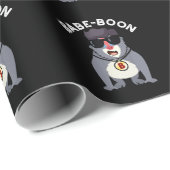 Papier Cadeau Babe-boon Funny Animal Singe Baboon Pun Dark BG (Coin rond)