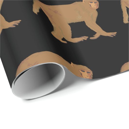 Papier Cadeau Baboon Monkey Art  (Coin rond)