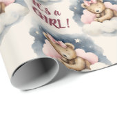 Papier Cadeau Baby Bear C'est un Baby shower de fille (Coin rond)