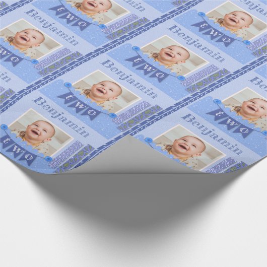 Papier Cadeau Baby Boy 2e anniversaire Blue Scrapbooking (Coin)
