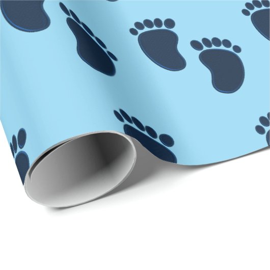 Papier Cadeau Baby Boy Blue Faux Broderie pour imprimer Motif (Coin rond)