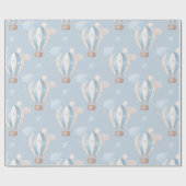 Papier Cadeau Baby Boy Blue Hot Air Balloons (Plat)