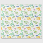 Papier Cadeau Baby Boy Dinosaur Nom - Nursery Cute Douche Cadeau (Plat)