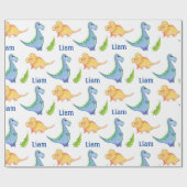 Papier Cadeau Baby Boy Dinosaur Nursery Cute Nouveau-né Nom Cade (Plat)
