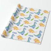 Papier Cadeau Baby Boy Dinosaur Nursery Cute Nouveau-né Nom Cade (Déroulé)