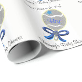 Papier Cadeau Baby Boy Douche Bleu Baby Rattle (Coin rond)
