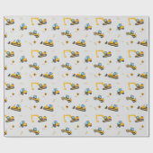 Papier Cadeau Baby Boy Douche Party Construction Camion de pompe (Plat)