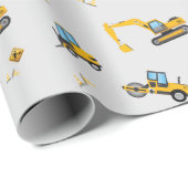 Papier Cadeau Baby Boy Douche Party Construction Camion de pompe (Coin rond)