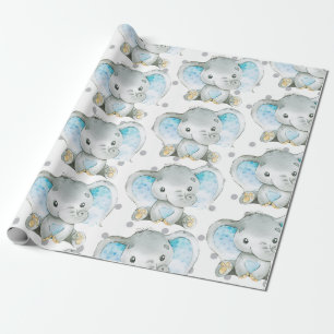 Papier Cadeau Baby Boy Elephant Jungle Motif Cadeau