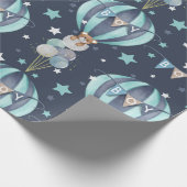 Papier Cadeau Baby Boy Hot Air Balloon Et Bear Motif (Coin)
