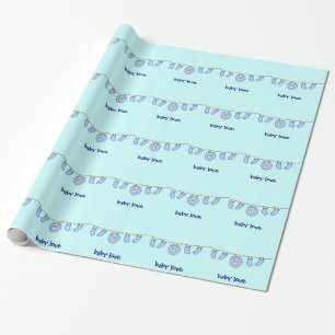 Papier Cadeau Baby Boy Laundry C'est un garçon ! Personnalisable