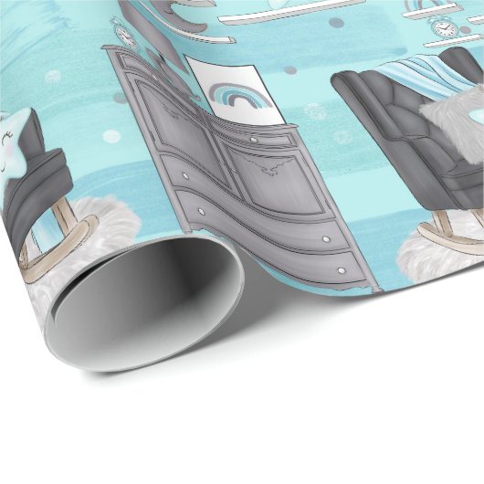Papier Cadeau Baby Boy Nursery (Coin rond)