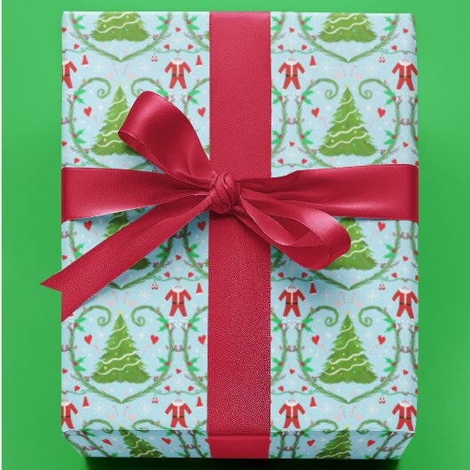 Papier Cadeau Baby Boy Père Noël Outfit Christmas Tree Motif