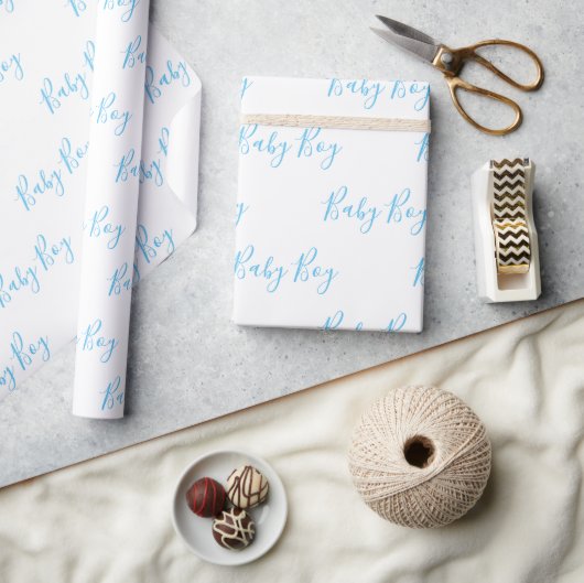 Papier Cadeau Baby Boy Script Blue Douche (Artisanat)