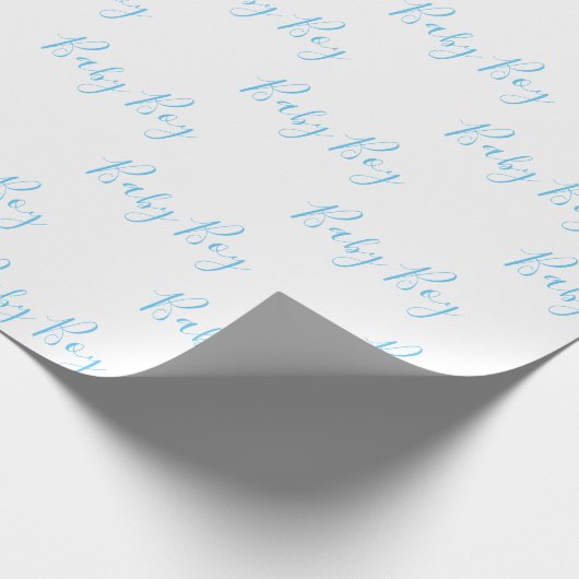 Papier Cadeau Baby Boy Script Blue Douche (Coin)