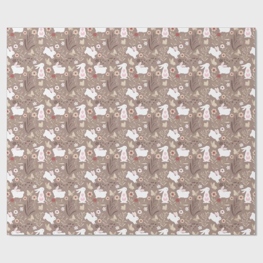 Papier Cadeau Baby Boy Shower Rabbits sur Brown (Plat)