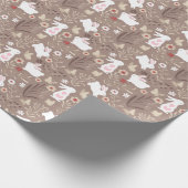 Papier Cadeau Baby Boy Shower Rabbits sur Brown (Coin)