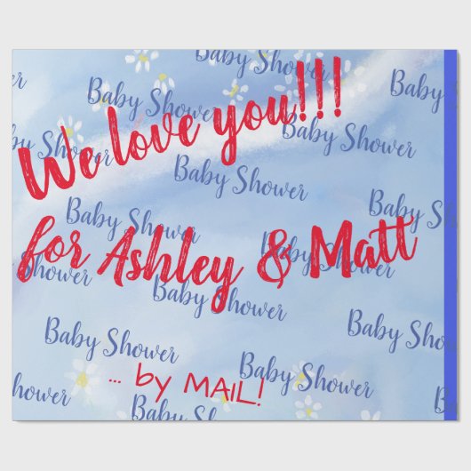 Papier Cadeau Baby Boy Soft Daisies Baby shower d'aquarelle (Plat)