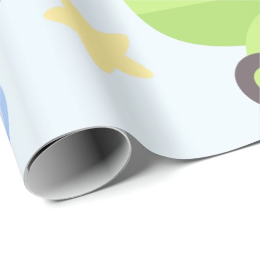 Papier Cadeau Baby Carrier - Baby shower garçon (Coin rond)