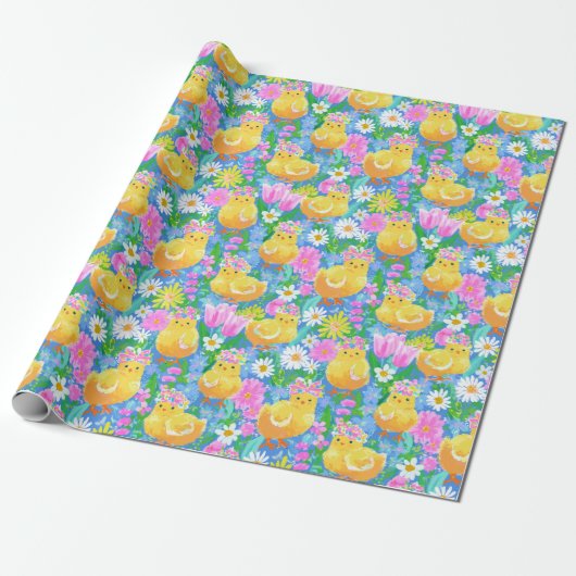Papier Cadeau Baby Chicks Pattern | Easter Wrapping Paper (Déroulé)