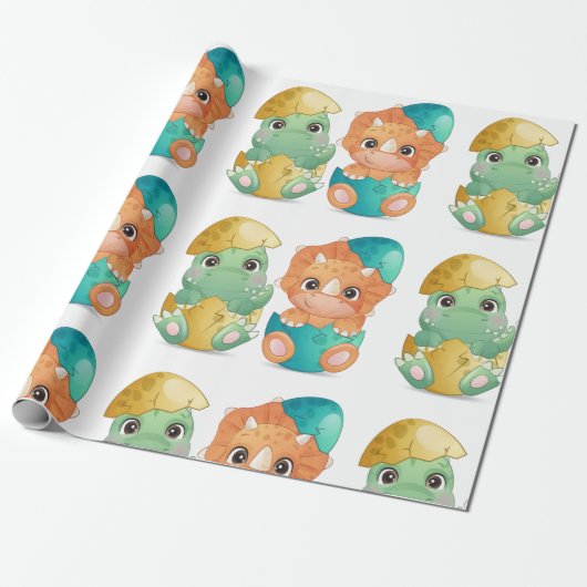 Papier Cadeau Baby dinosaur baby shower (Déroulé)