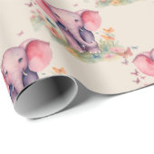 Papier Cadeau Baby Elephant Girl (Coin rond)