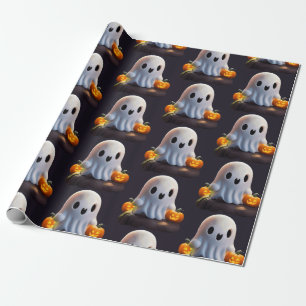 Papier Cadeau Baby Ghost Déplaisant mignon caractère Halloween