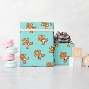 Papier Cadeau Baby Gingerbread doux XmaS sur Turquoise