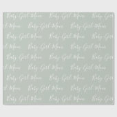 Papier Cadeau Baby Girl Mom Sage Vert Baby shower de script blan (Plat)