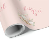 Papier Cadeau Baby Girl Pink Script mignonne Elegant Baby shower (Coin rond)