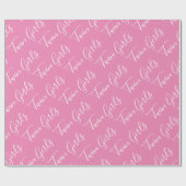 Papier Cadeau Baby Girl rose Twin Girls Script Baby (Plat)