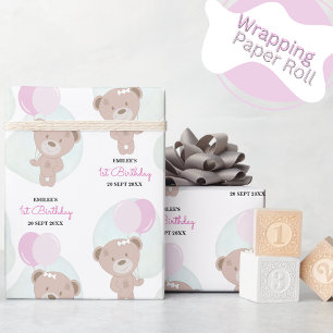 Papier Cadeau Baby Girl Teddy Bear