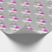 Papier Cadeau Baby Girl Vintage Strollers Motif (Coin)