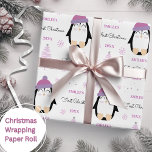 Papier Cadeau Baby Girls First Christmas Winter Penguin rose<br><div class="desc">Faites leur tout premier Noël spécial avec du papier d'emballage personnalisé avec un manchot d'hiver,  un arbre et des flocons de neige. Mettez facilement à jour le nom et l'année et assurez-vous de consulter ma collection pour plus de choix.</div>