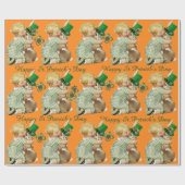 Papier Cadeau BABY HUGGING RABBIT Irish St. Patrick's Day, Orang (Plat)