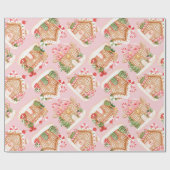 Papier Cadeau Baby Pingerbread rose Maison Motif Holiday (Plat)