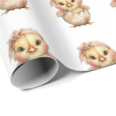 Papier Cadeau Baby Pink Chick Wrapping Paper (Coin rond)